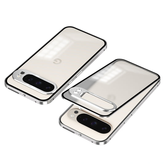 For Google Pixel 9 Pro XL Snap Buckle Metal Frame Frosted Phone Case(Silver) - Google Cases by PMC Jewellery | Online Shopping South Africa | PMC Jewellery | Buy Now Pay Later Mobicred