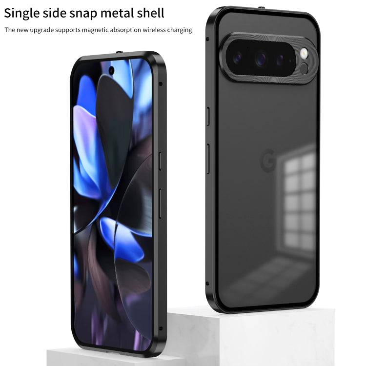 For Google Pixel 9 Pro XL Snap Buckle Metal Frame Frosted Phone Case(Black) - Google Cases by PMC TechLife | Online Shopping South Africa | PMC TechLife | Buy Now Pay Later Mobicred