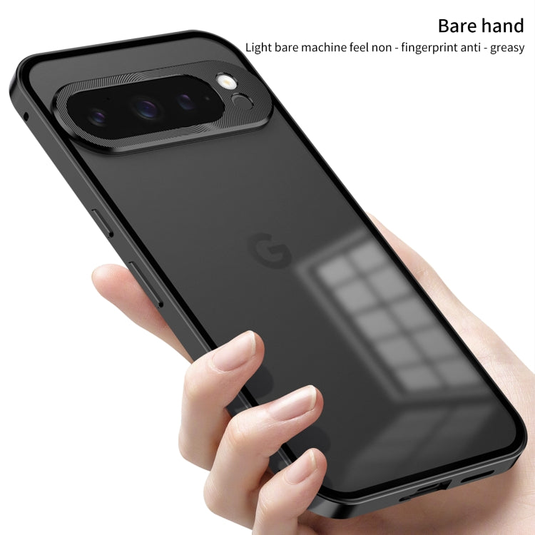 For Google Pixel 9 / 9 Pro Snap Buckle Metal Frame Frosted Phone Case(Black) - Google Cases by PMC TechLife | Online Shopping South Africa | PMC TechLife | Buy Now Pay Later Mobicred