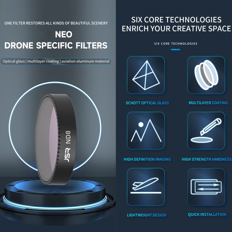 For DJI Neo JSR KB Series Drone Lens Filter, Filter:4 in 1 CPL ND8 Brushed Black Mist - free shipping - PMC TechLife - Order now!