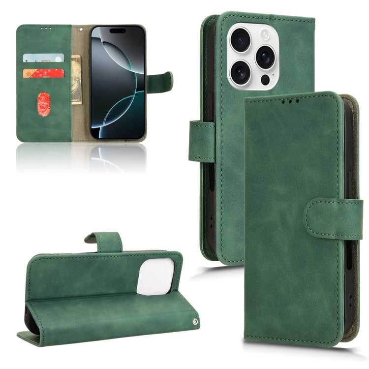 For iPhone 16 Pro Skin Feel Magnetic Flip Leather Phone Case(Green) - iPhone 16 Pro Cases by PMC Jewellery | Online Shopping South Africa | PMC Jewellery | Buy Now Pay Later Mobicred