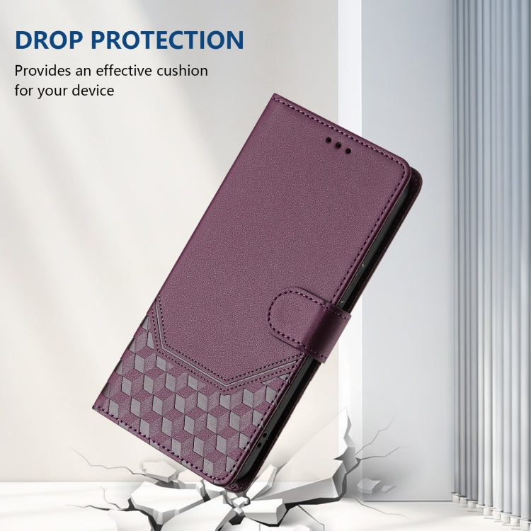 For Ulefone Note 14 Honeycomb Embossing RFID Leather Phone Case(Violet) - Ulefone Cases by PMC Jewellery | Online Shopping South Africa | PMC Jewellery | Buy Now Pay Later Mobicred