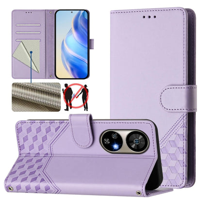 For Ulefone Note 17 Pro Honeycomb Embossing RFID Leather Phone Case(Light Purple) - Ulefone Cases by PMC Jewellery | Online Shopping South Africa | PMC Jewellery | Buy Now Pay Later Mobicred