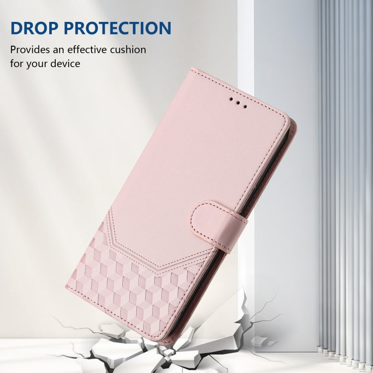 For Sony Xperia 5 VI 2024 Honeycomb Embossing RFID Leather Phone Case(Pink) - Sony Cases by PMC Jewellery | Online Shopping South Africa | PMC Jewellery | Buy Now Pay Later Mobicred