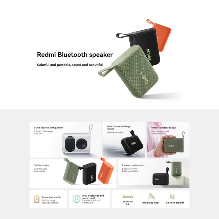 Xiaomi Redmi IP67 Waterproof Portable Bluetooth Speaker(Green) - Mini Speaker by Xiaomi | Online Shopping South Africa | PMC Jewellery | Buy Now Pay Later Mobicred