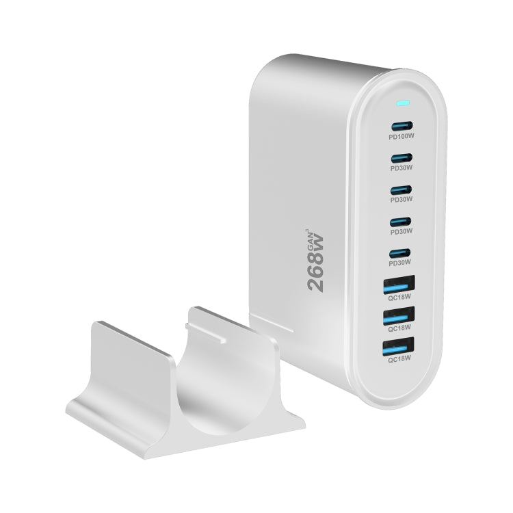 YMX-968 268W 5Type-C, 3USB 8-Ports Desktop Fast Charger, Plug Type:US Plug(White) - free shipping - PMC Jewellery - Order now!
