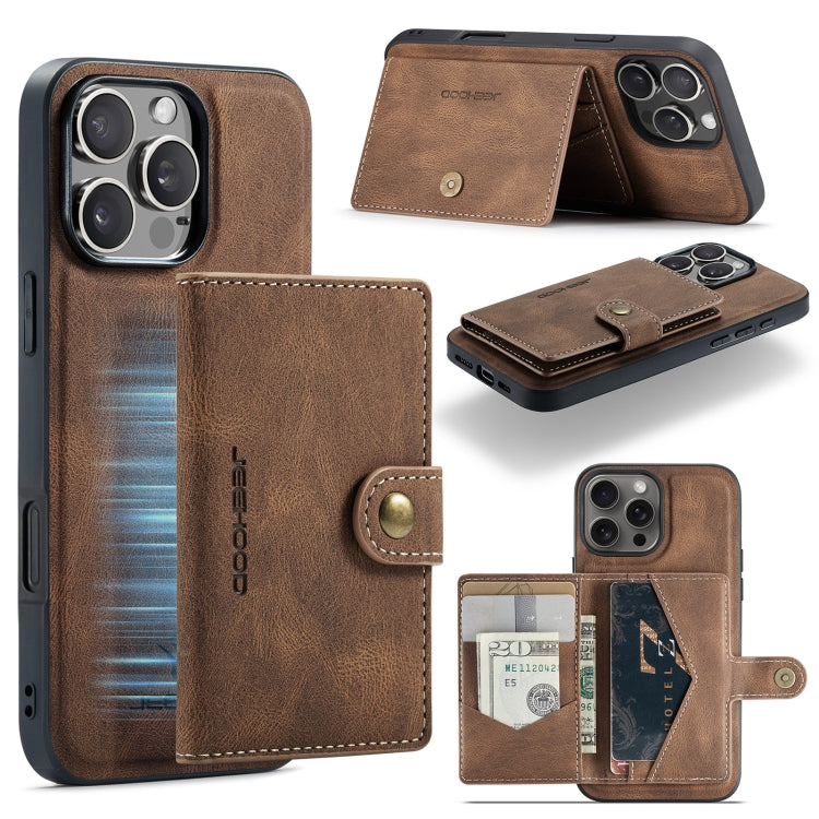 For iPhone 16 Pro Max JEEHOOD J01 Retro Magnetic Detachable Wallet Phone Case(Brown) - iPhone 16 Pro Max Cases by JEEHOOD | Online Shopping South Africa | PMC Jewellery | Buy Now Pay Later Mobicred