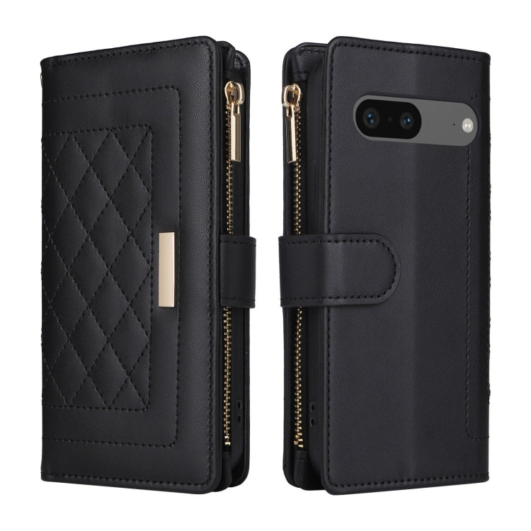For Google Pixel 7 Crossbody Zipper Wallet Rhombus Leather Phone Case(Black) - Google Cases by PMC TechLife | Online Shopping South Africa | PMC TechLife | Buy Now Pay Later Mobicred