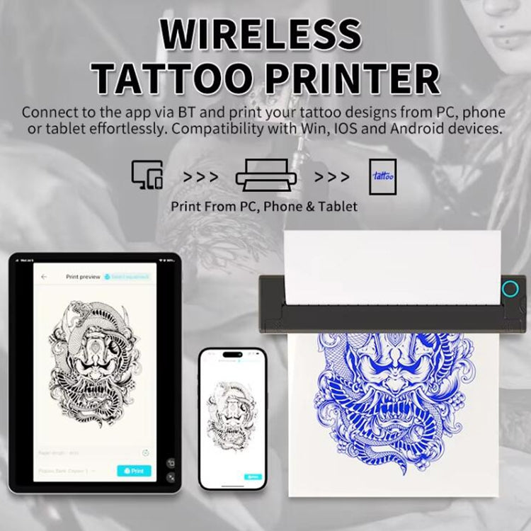 A41 203DPI Portable Tattoo Printer Office Study Bluetooth HD Thermal Printer(Black) - Receipt Printers by PMC Jewellery | Online Shopping South Africa | PMC Jewellery | Buy Now Pay Later Mobicred