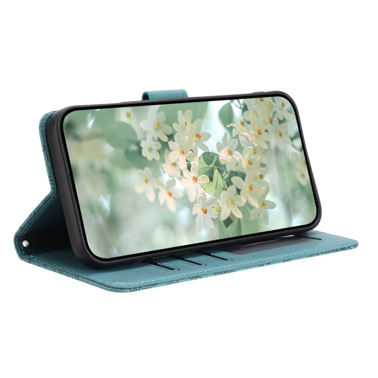 For Samsung Galaxy S25 5G Floral Embossed Pattern Leather Phone Case(Dark Green) - Galaxy S25 5G Cases by PMC Jewellery | Online Shopping South Africa | PMC Jewellery | Buy Now Pay Later Mobicred