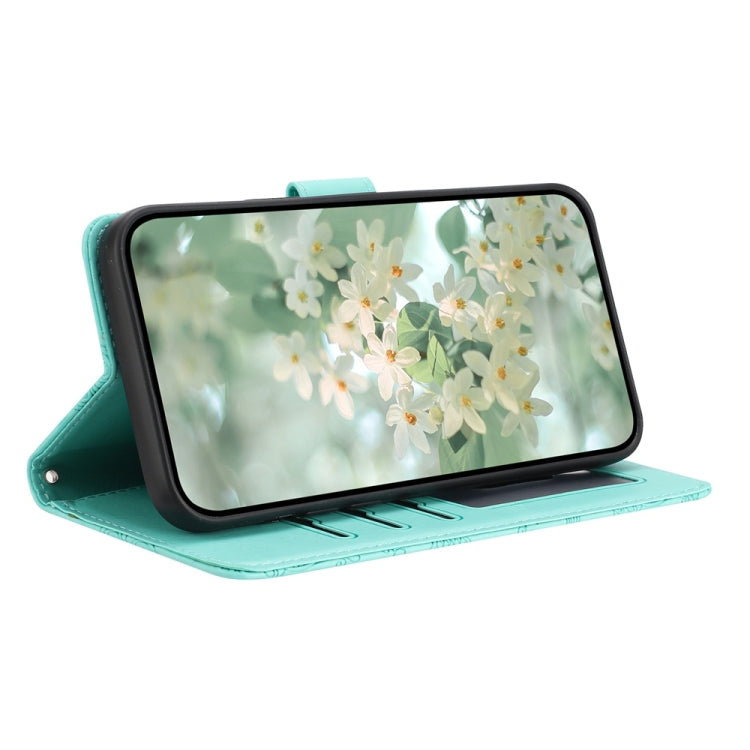 For Samsung Galaxy S25 5G Floral Embossed Pattern Leather Phone Case(Light Green) - Galaxy S25 5G Cases by PMC Jewellery | Online Shopping South Africa | PMC Jewellery | Buy Now Pay Later Mobicred