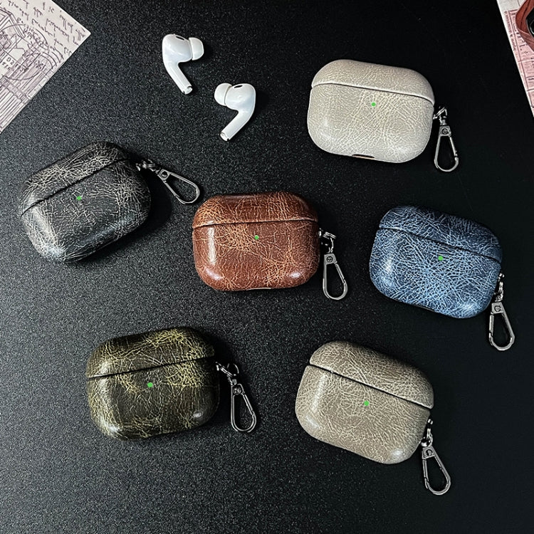 For AirPods 4 Retro Oil Leather Bluetooth Earphones Protective Case(Apricot) - For AirPods 4 by PMC Jewellery | Online Shopping South Africa | PMC Jewellery | Buy Now Pay Later Mobicred