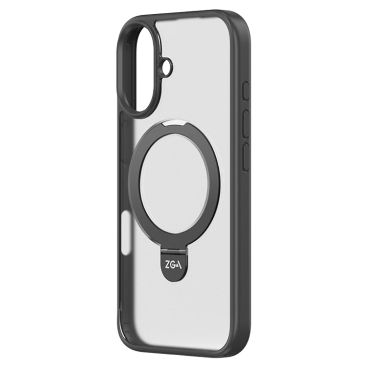 For iPhone 16 ZGA Magsafe Holder PC Hybrid TPU Phone Case(Black) - free shipping - PMC Jewellery - Order now!