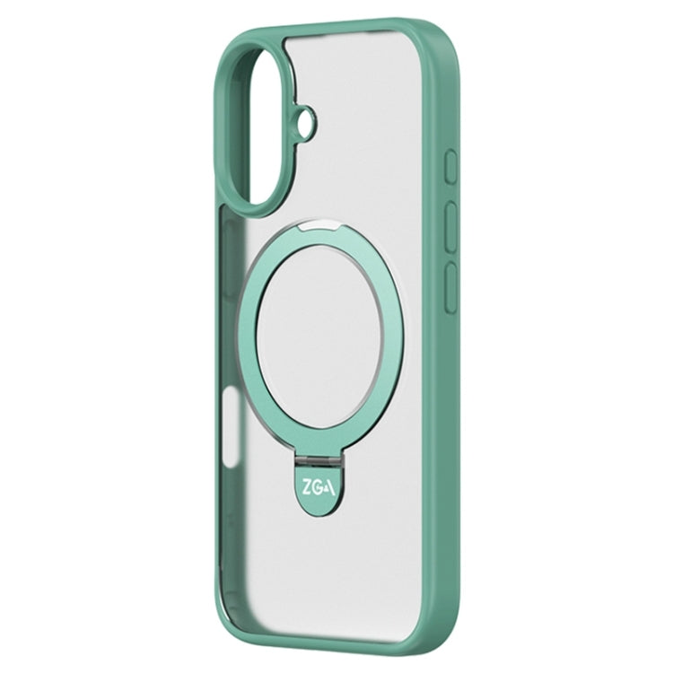 For iPhone 16 ZGA Magsafe Holder PC Hybrid TPU Phone Case(Green) - free shipping - PMC Jewellery - Order now!