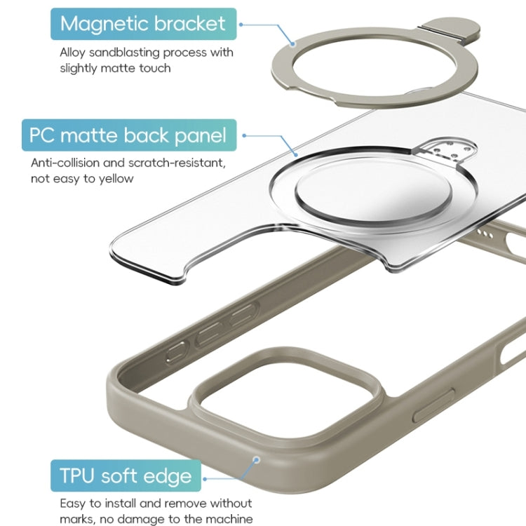 For iPhone 16 ZGA Magsafe Holder PC Hybrid TPU Phone Case(Black) - free shipping - PMC Jewellery - Order now!