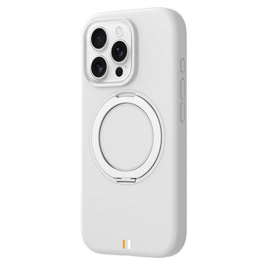 For iPhone 16 Pro Max TGVIS GEEK Series MagSafe Silicone Phone Case with Rotating Holder(White) - iPhone 16 Pro Max Cases by TGVIS | Online Shopping South Africa | PMC Jewellery | Buy Now Pay Later Mobicred