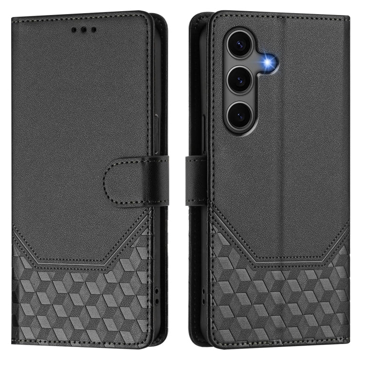 For Samsung Galaxy S25+ 5G Honeycomb Embossing RFID Leather Phone Case(Black) - Galaxy S25+ 5G Cases by PMC Jewellery | Online Shopping South Africa | PMC Jewellery | Buy Now Pay Later Mobicred