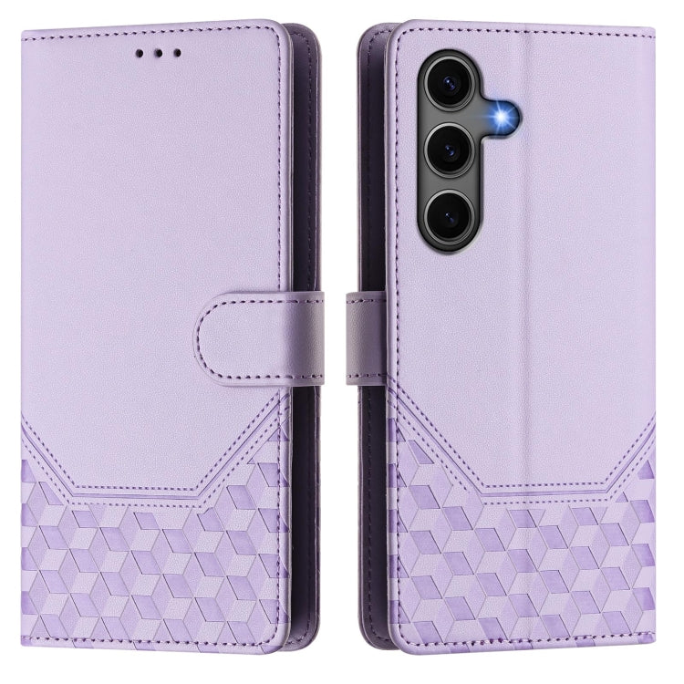 For Samsung Galaxy S25+ 5G Honeycomb Embossing RFID Leather Phone Case(Light Purple) - Galaxy S25+ 5G Cases by PMC Jewellery | Online Shopping South Africa | PMC Jewellery | Buy Now Pay Later Mobicred