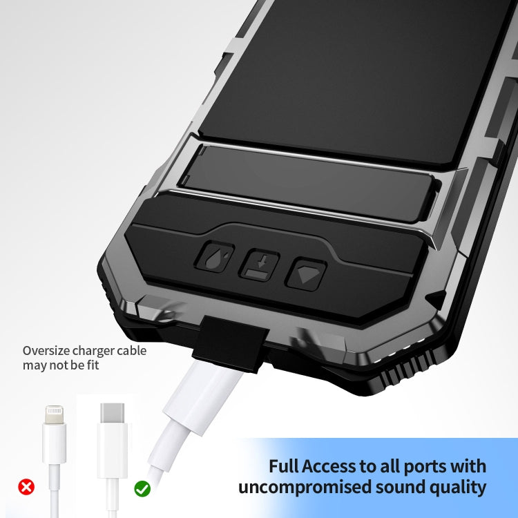 For iPhone 16 Pro Max R-JUST Life Waterproof Dustproof Shockproof Holder Phone Case(Silver) - free shipping - PMC Jewellery - Order now!