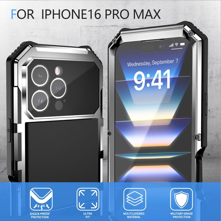 For iPhone 16 Pro Max R-JUST Life Waterproof Dustproof Shockproof Holder Phone Case(Silver) - free shipping - PMC Jewellery - Order now!