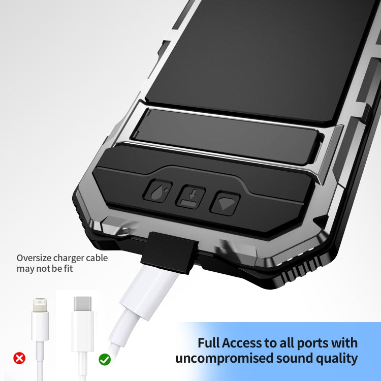 For iPhone 16 Plus R-JUST Life Waterproof Dustproof Shockproof Holder Phone Case(Silver) - free shipping - PMC Jewellery - Order now!