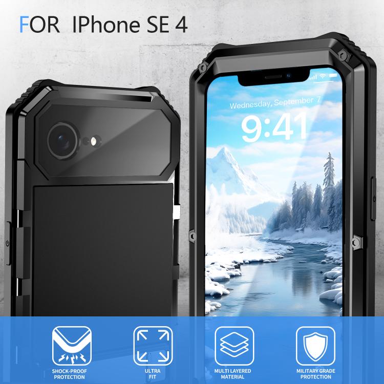 For iPhone 16e R-JUST Life Waterproof Dustproof Shockproof Holder Phone Case(Black) - free shipping - PMC TechLife - Order now!