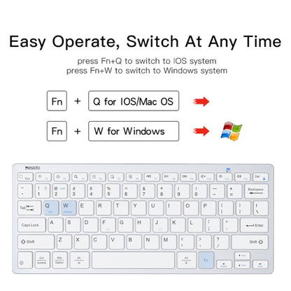 Yesido KB11 Portable 78 Keys 2.4G Bluetooth Dual-mode Wireless Computer Keyboard(White) - Wireless Keyboard by Yesido | Online Shopping South Africa | PMC Jewellery | Buy Now Pay Later Mobicred