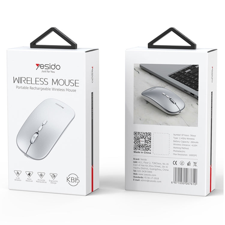 Yesido KB15 Slim 2.4G Rechargeable Wireless Optical Mouse(White) - Wireless Mice by Yesido | Online Shopping South Africa | PMC Jewellery | Buy Now Pay Later Mobicred