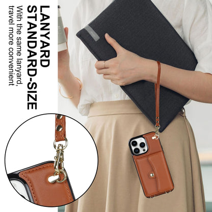 For iPhone 16 Pro Max RFID Card Slot Phone Case with Long Lanyard(Brown) - iPhone 16 Pro Max Cases by PMC Jewellery | Online Shopping South Africa | PMC Jewellery | Buy Now Pay Later Mobicred