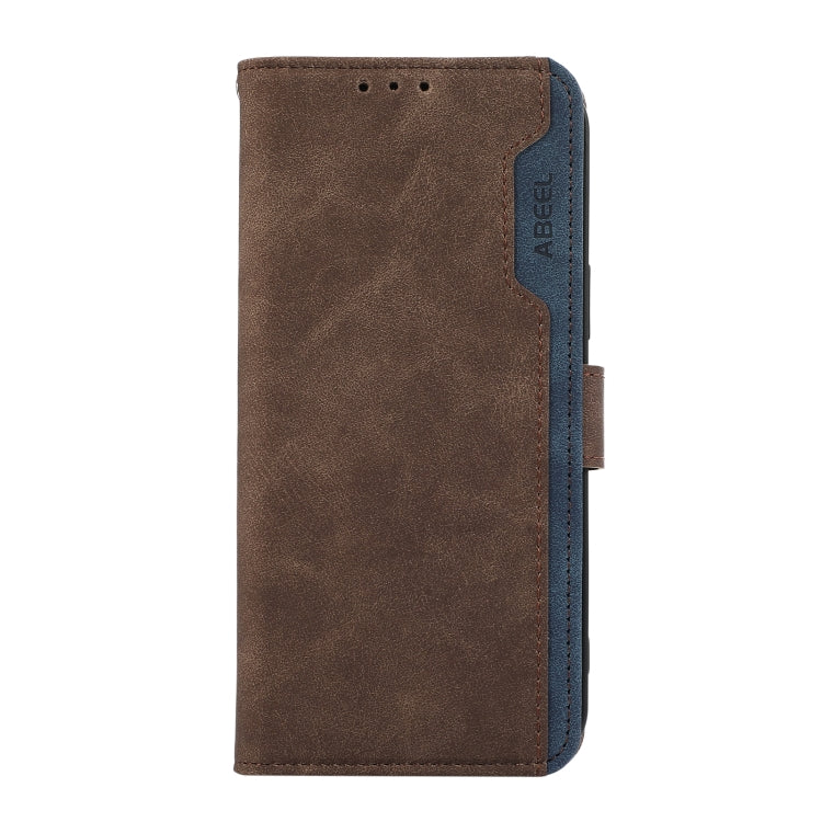 For Samsung Galaxy S25 Ultra 5G ABEEL Color Block Magnetic RFID Leather Phone Case(Brown-Blue) - Galaxy S25 Ultra 5G Cases by PMC Jewellery | Online Shopping South Africa | PMC Jewellery | Buy Now Pay Later Mobicred