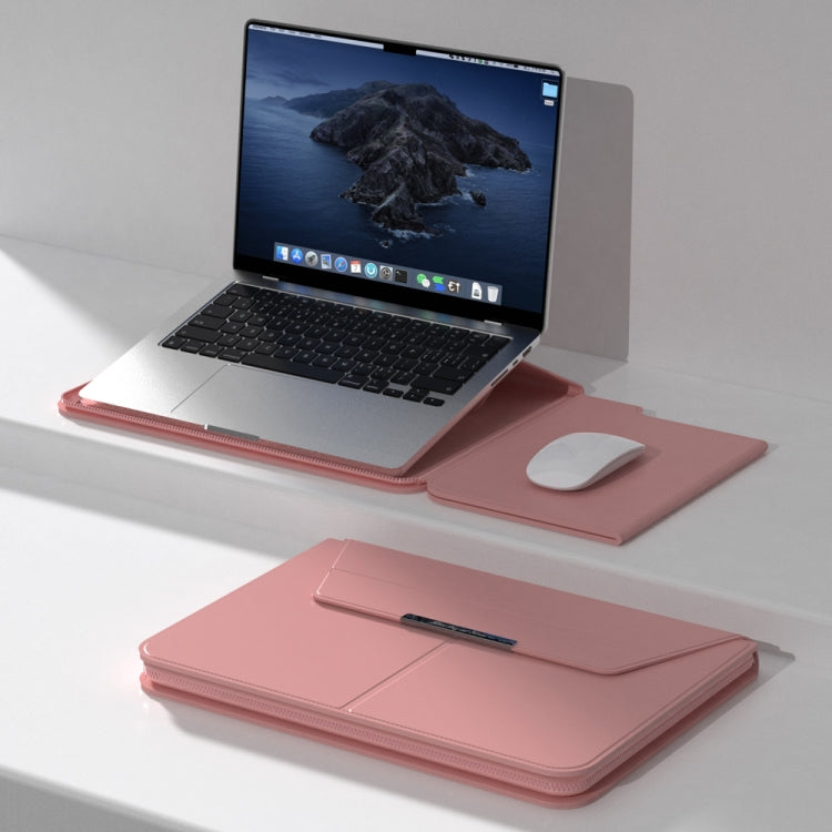 Multifunctional Laptop PU Magnetic Stand Split Liner Bag with Mouse Pad Function, Size:15 inch(Rose Gold) - 15 inch by PMC Jewellery | Online Shopping South Africa | PMC Jewellery | Buy Now Pay Later Mobicred