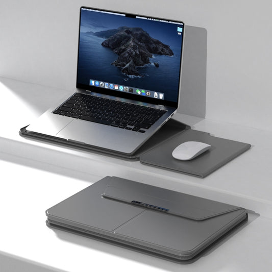 Multifunctional Laptop PU Magnetic Stand Split Liner Bag with Mouse Pad Function, Size:13-14 inch(Grey) - 13.3 inch by PMC Jewellery | Online Shopping South Africa | PMC Jewellery | Buy Now Pay Later Mobicred