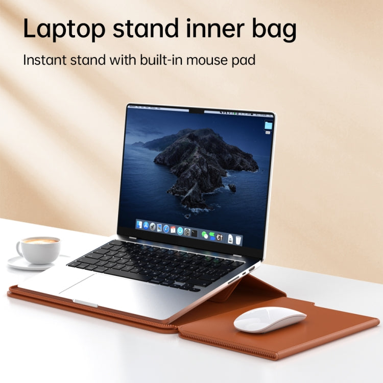 Multifunctional Laptop PU Magnetic Stand Split Liner Bag with Mouse Pad Function, Size:13-14 inch(Dark Blue) - 13.3 inch by PMC Jewellery | Online Shopping South Africa | PMC Jewellery | Buy Now Pay Later Mobicred