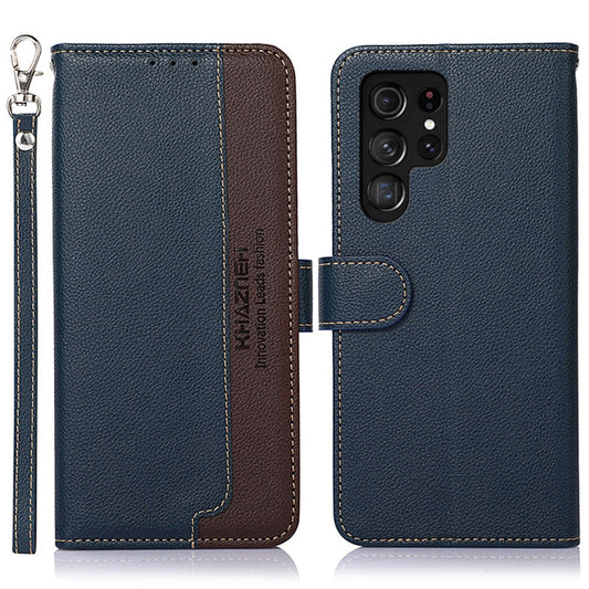 For Samsung Galaxy S25 Ultra KHAZNEH Litchi Texture Leather RFID Phone Case(Blue) - Galaxy S25 Ultra 5G Cases by PMC Jewellery | Online Shopping South Africa | PMC Jewellery | Buy Now Pay Later Mobicred