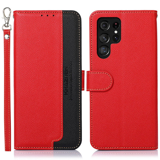 For Samsung Galaxy S25 Ultra KHAZNEH Litchi Texture Leather RFID Phone Case(Red) - Galaxy S25 Ultra 5G Cases by PMC Jewellery | Online Shopping South Africa | PMC Jewellery | Buy Now Pay Later Mobicred