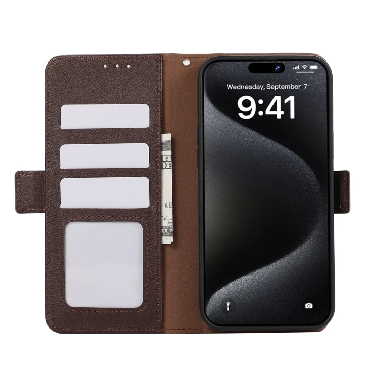 For Samsung Galaxy S25 Ultra ABEEL Side-Magnetic Litchi Pattern Leather RFID Phone Case(Brown) - Galaxy S25 Ultra 5G Cases by PMC TechLife | Online Shopping South Africa | PMC TechLife | Buy Now Pay Later Mobicred