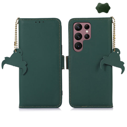 For Samsung Galaxy S25 Ultra Genuine Leather Magnetic RFID Leather Phone Case(Green) - Galaxy S25 Ultra 5G Cases by PMC Jewellery | Online Shopping South Africa | PMC Jewellery | Buy Now Pay Later Mobicred