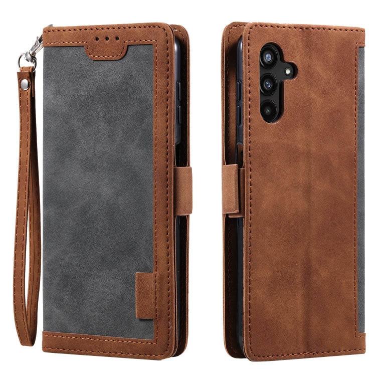 For Samsung Galaxy S25 5G Retro Splicing Horizontal Flip Leather Phone Case(Grey) - Galaxy S25 5G Cases by PMC TechLife | Online Shopping South Africa | PMC TechLife | Buy Now Pay Later Mobicred