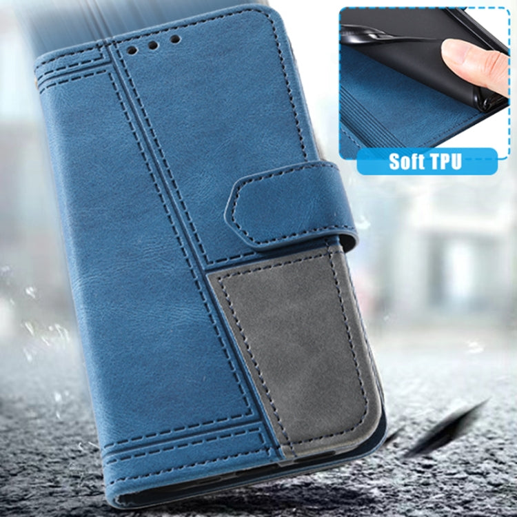 For Samsung Galaxy S25 Ultra 5G TTUDRCH Embossed Line Splicing Leather Phone Case(Blue) - Galaxy S25 Ultra 5G Cases by PMC Jewellery | Online Shopping South Africa | PMC Jewellery | Buy Now Pay Later Mobicred