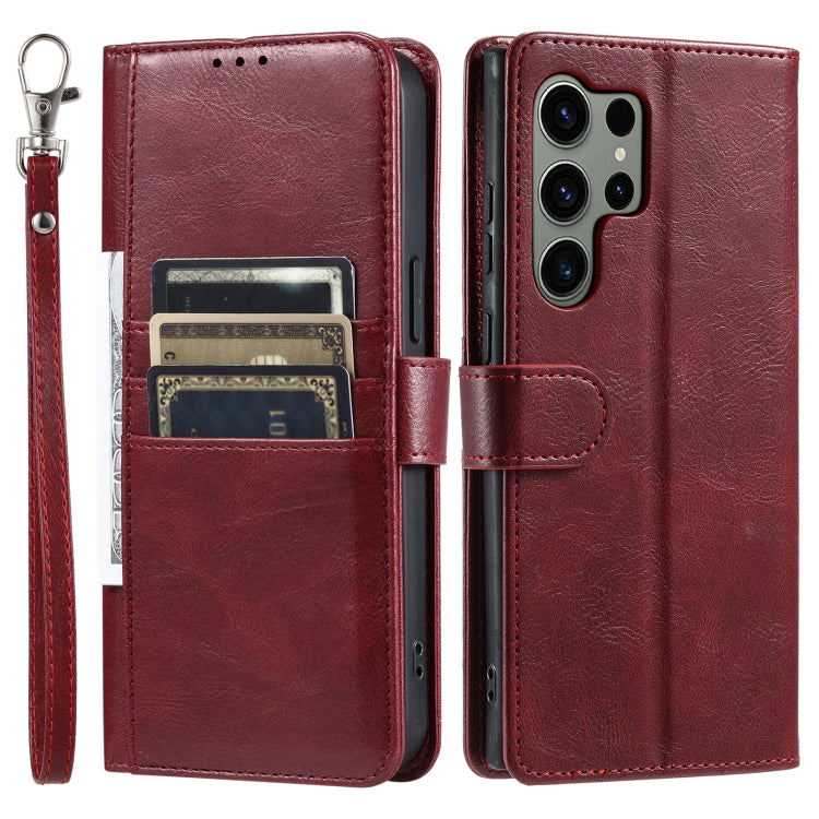 For Samsung Galaxy S25 Ultra 5G Simple 6-Card Wallet Leather Phone Case(Wine Red) - Galaxy S25 Ultra 5G Cases by PMC Jewellery | Online Shopping South Africa | PMC Jewellery | Buy Now Pay Later Mobicred