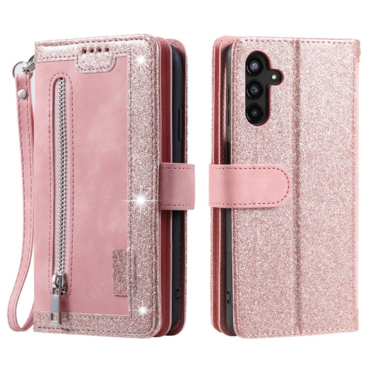 For Samsung Galaxy S25 5G Nine Card Zipper Bag Leather Phone Case with Lanyard(Pink) - Galaxy S25 5G Cases by PMC Jewellery | Online Shopping South Africa | PMC Jewellery | Buy Now Pay Later Mobicred