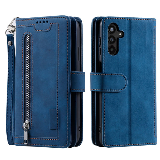 For Samsung Galaxy S25+ 5G Nine Card Zipper Bag Leather Phone Case with Lanyard(Blue) - Galaxy S25+ 5G Cases by PMC Jewellery | Online Shopping South Africa | PMC Jewellery | Buy Now Pay Later Mobicred