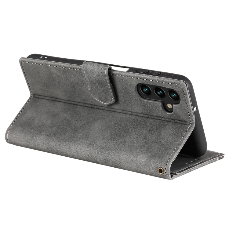 For Samsung Galaxy S25+ 5G Nail Skin Feel Stitching Calf Texture Leather Phone Case(Grey) - Galaxy S25+ 5G Cases by PMC Jewellery | Online Shopping South Africa | PMC Jewellery | Buy Now Pay Later Mobicred