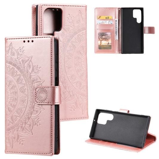 For Samsung Galaxy S25 Ultra 5G Totem Flower Embossed Leather Phone Case(Rose Gold) - Galaxy S25 Ultra 5G Cases by PMC Jewellery | Online Shopping South Africa | PMC Jewellery | Buy Now Pay Later Mobicred