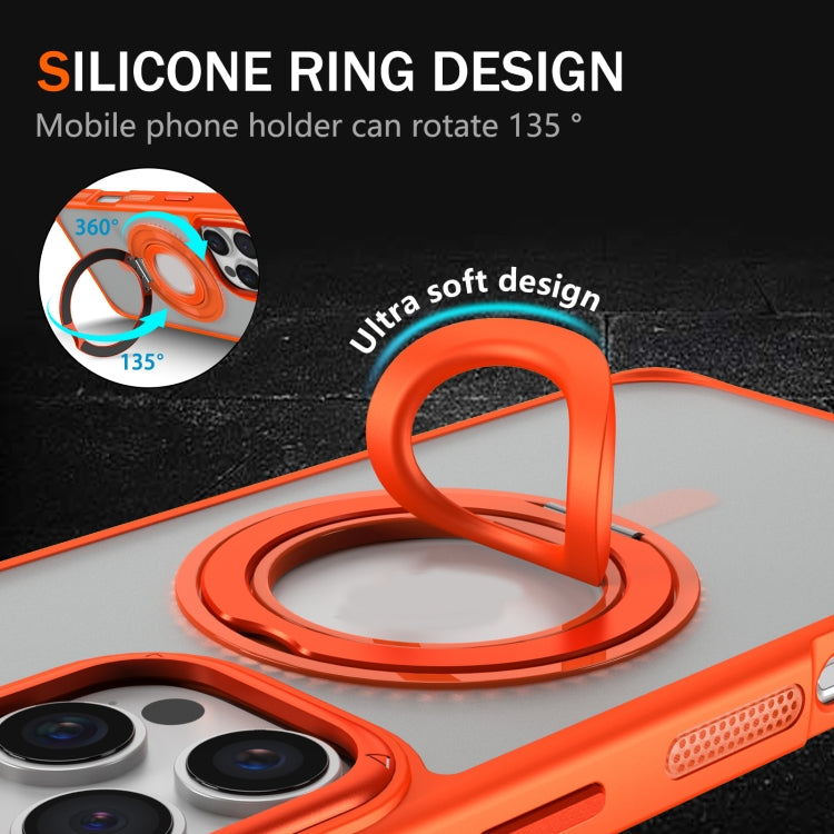 For iPhone 16 Pro Skin Feel Matte 360 Degree Rotating Silicone Ring Holder Phone Case(Orange) - iPhone 16 Pro Cases by PMC Jewellery | Online Shopping South Africa | PMC Jewellery | Buy Now Pay Later Mobicred