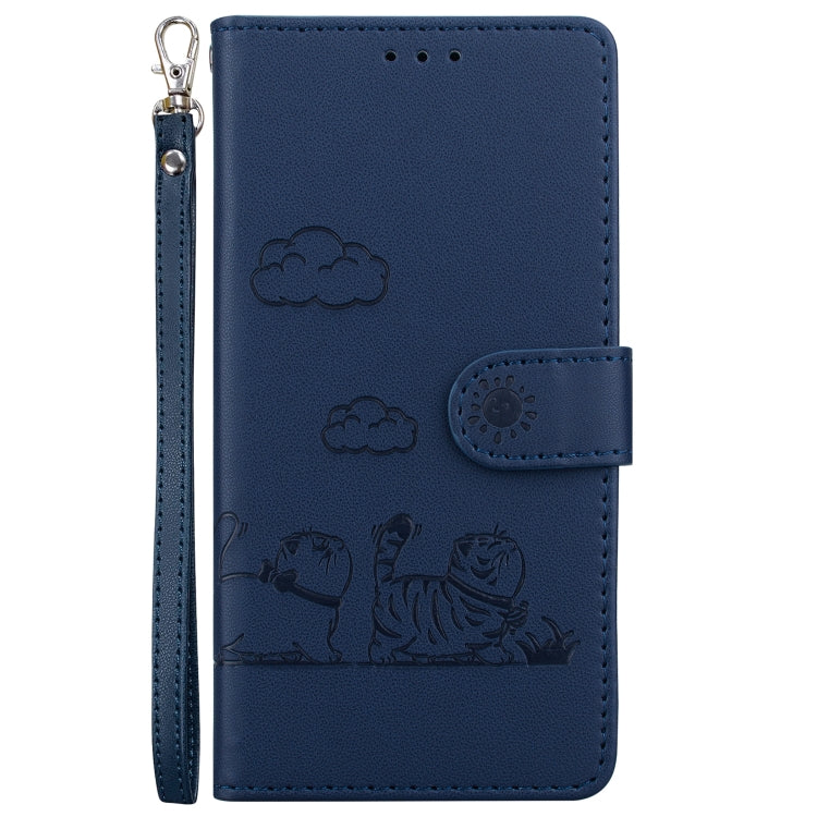 For iPhone 16e Cute Cats RFID Leather Phone Case(Blue) - iPhone 16e Cases by PMC TechLife | Online Shopping South Africa | PMC TechLife | Buy Now Pay Later Mobicred