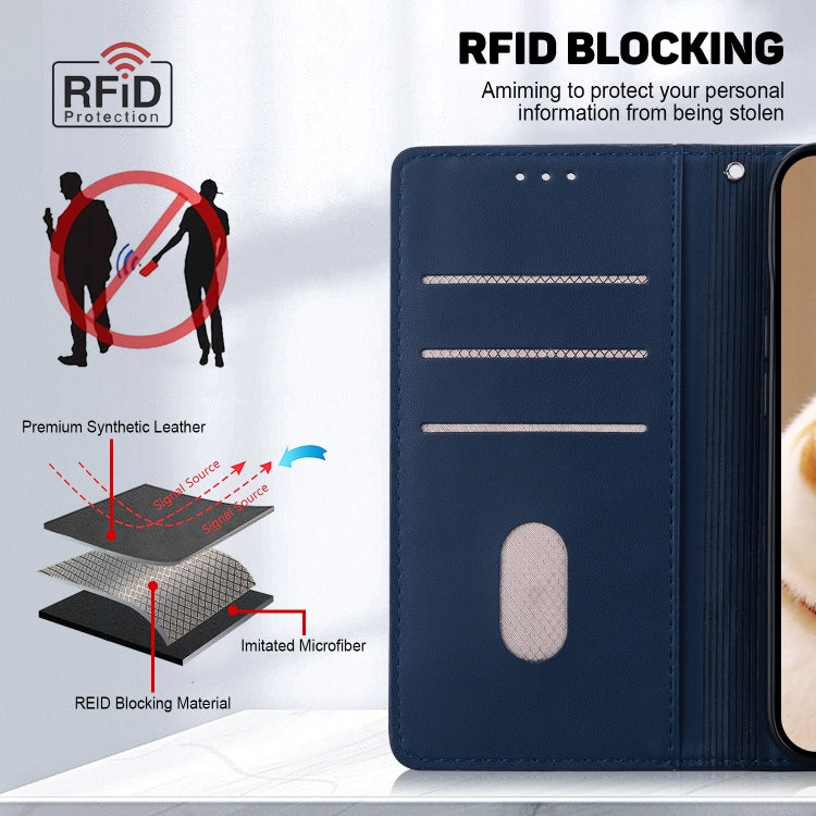 For iPhone 16e Cute Cats RFID Leather Phone Case(Blue) - iPhone 16e Cases by PMC TechLife | Online Shopping South Africa | PMC TechLife | Buy Now Pay Later Mobicred