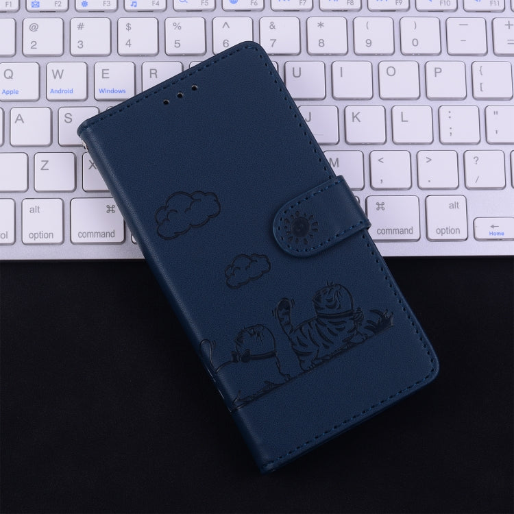 For iPhone 16e Cute Cats RFID Leather Phone Case(Blue) - iPhone 16e Cases by PMC TechLife | Online Shopping South Africa | PMC TechLife | Buy Now Pay Later Mobicred