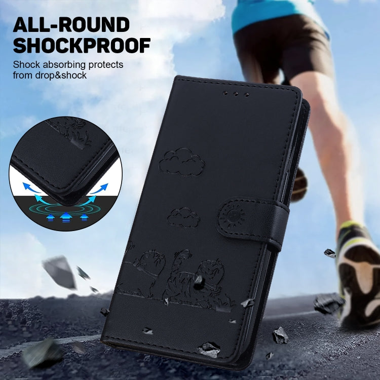 For iPhone 16e Cute Cats RFID Leather Phone Case(Black) - iPhone 16e Cases by PMC TechLife | Online Shopping South Africa | PMC TechLife | Buy Now Pay Later Mobicred