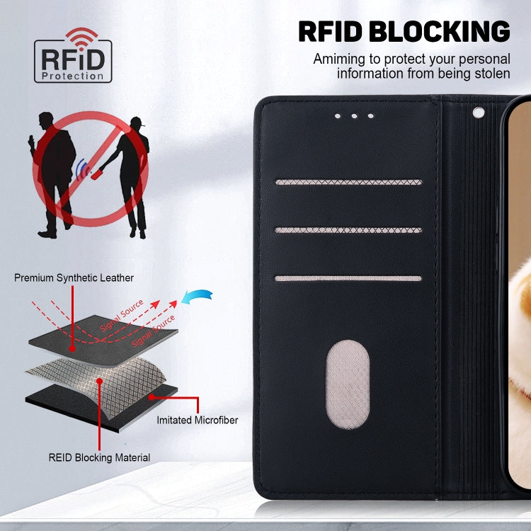 For iPhone 16e Cute Cats RFID Leather Phone Case(Black) - iPhone 16e Cases by PMC TechLife | Online Shopping South Africa | PMC TechLife | Buy Now Pay Later Mobicred